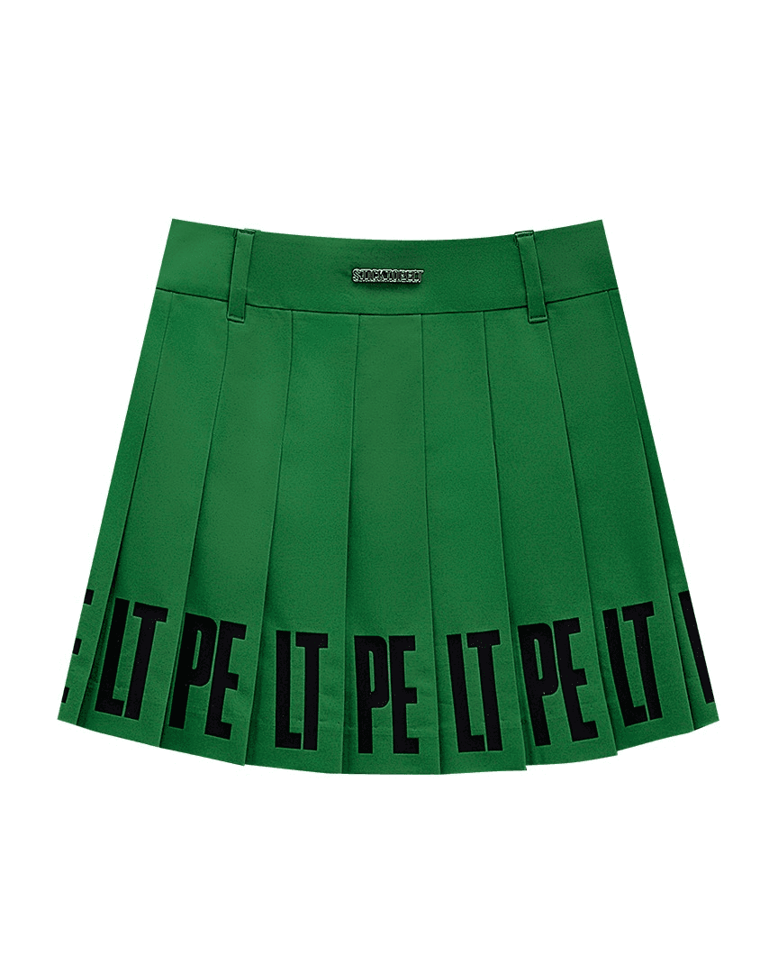 Block Cutting Drop-Back Pleats Skirt : Green (PA2SSF303GN)
