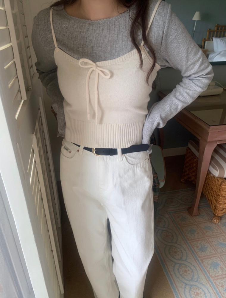 버니 리본 니트탑 (4color)