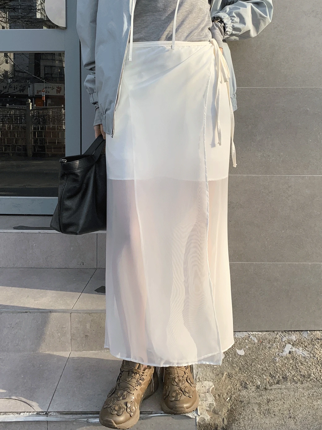 DR. Solis Sheer Wrap Long Skirt