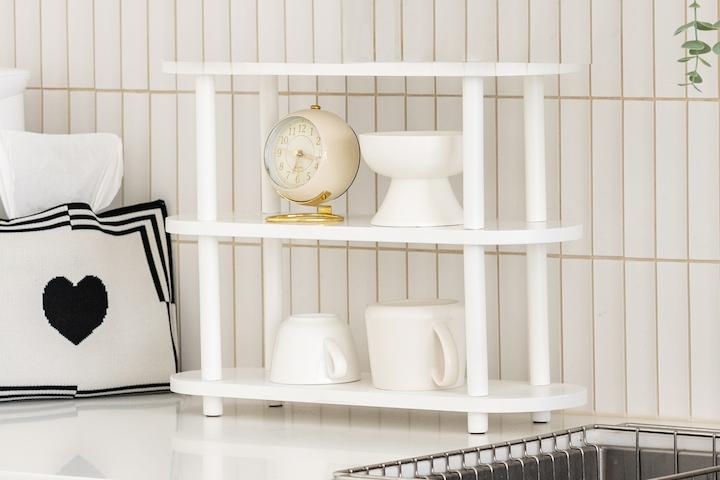 라운드 미니 선반 3단 주방정리 화장품정리대 책상선반 향수진열대