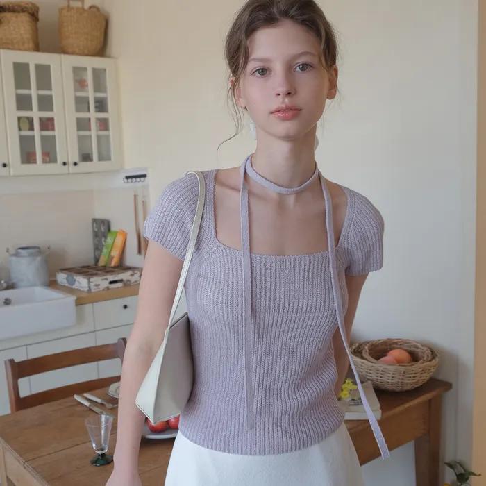 [4차] Nua Muffler Half Knit (Lavender)