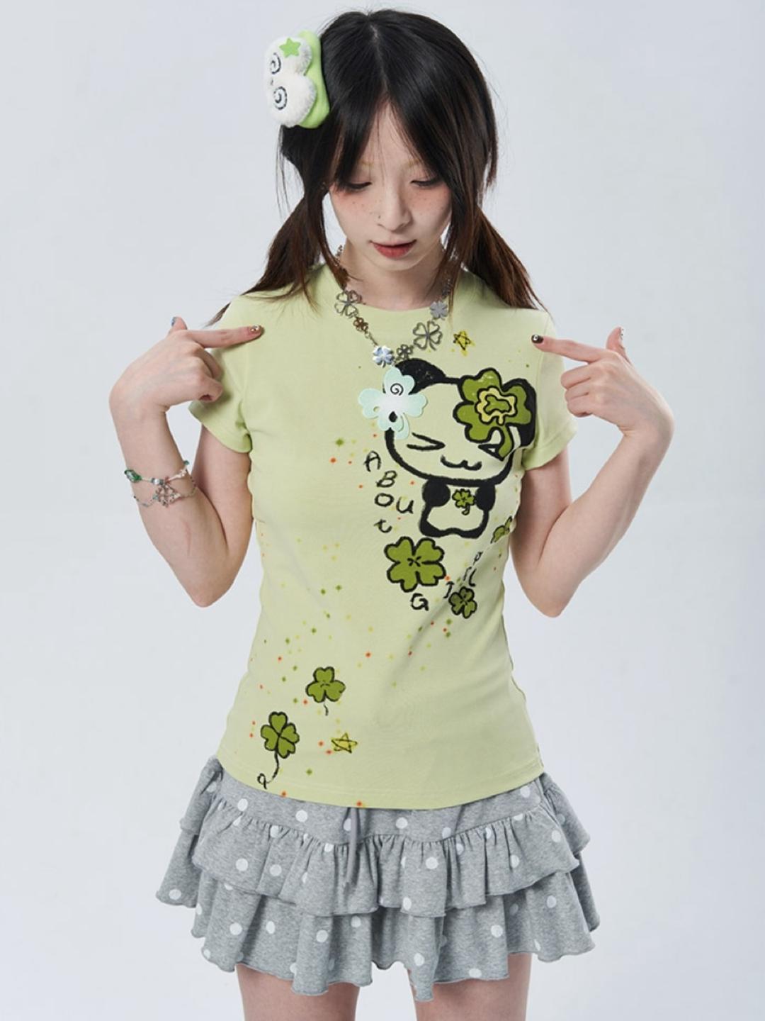 ABOUT GIRL Clover Bear T-shirt (2color)