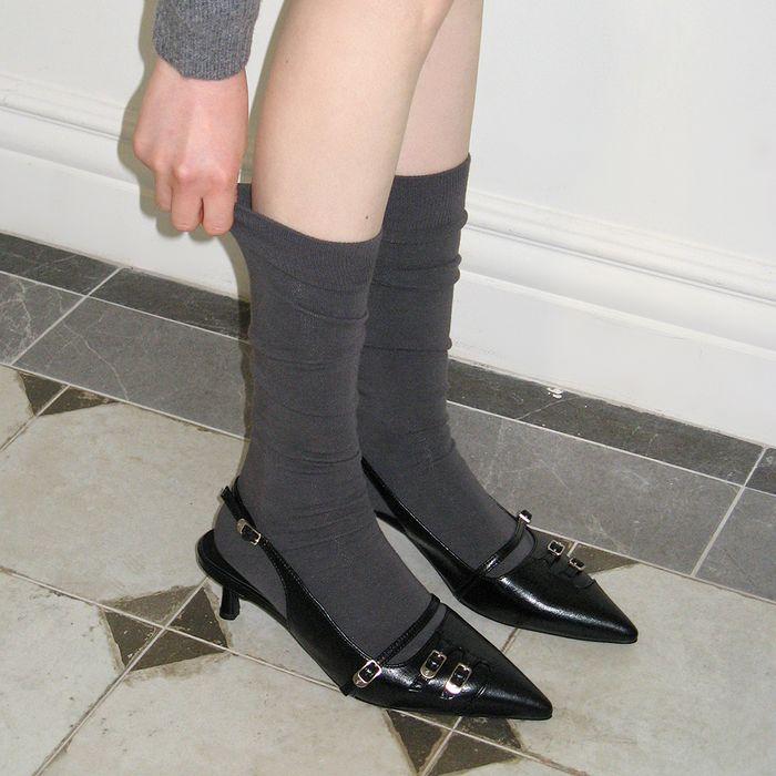 Cindy 신디 3벨티드 슬링백 키튼 미들힐 펌프스 - 5colors I 5cm