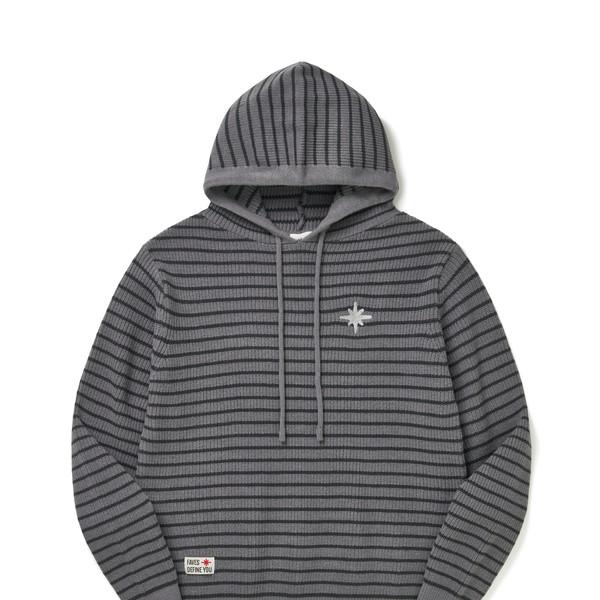FAVICON LOGO STRIPE KNIT HOODY CHARCOAL
