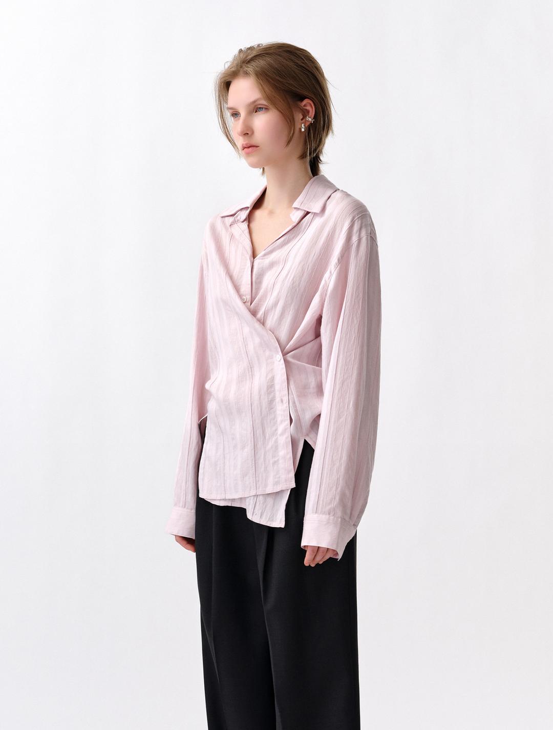 시어 오버핏 랩 셔츠 (핑크)