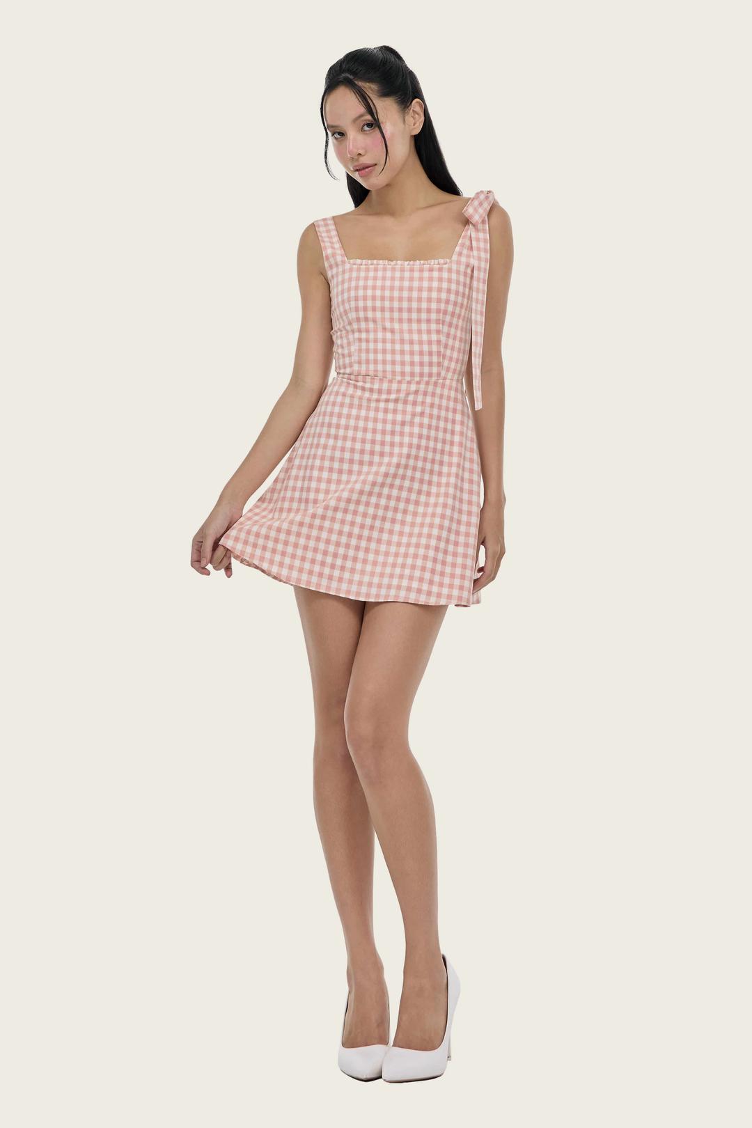 Pink cranberry checked dress