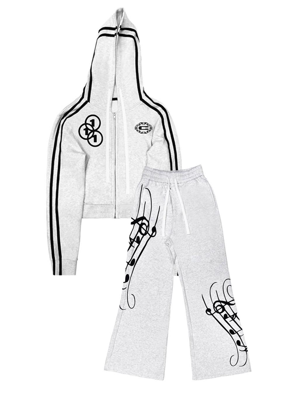 [CHAI] GRAPHIC EMBROIDERY TRACKSUIT SET