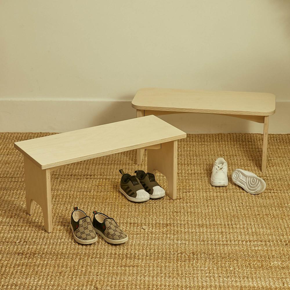 라떼파파 유아 아기 현관 벤치 의자 2종 친환경 수제 원목 핸드메이드