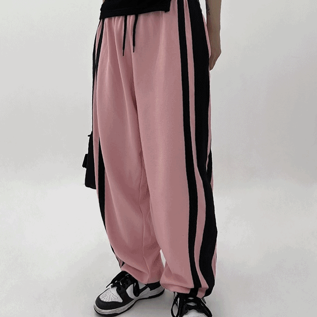 (4color) taping jogger pants / 테이핑 스트릿 유니크 면 밴딩 트레이닝 와이드 배기 조거 조커 팬츠 바지 조거팬츠 와이드조거팬츠 댄서 방송댄스