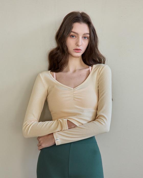 줄리 셔링 롱슬리브DEVI-T0126-크림레몬