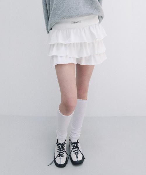 NUBASIC FRILL MINI SKIRT WHITE