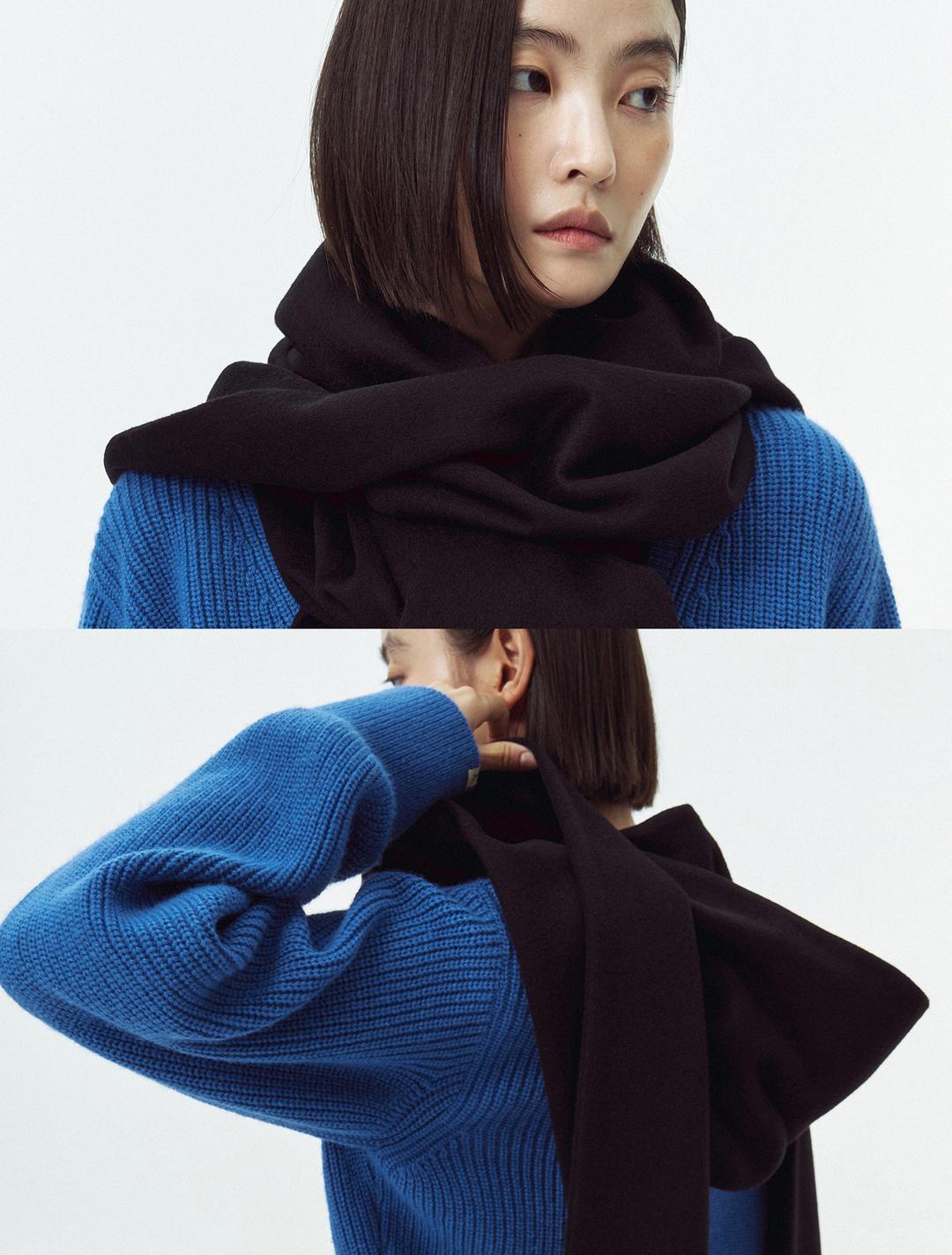 울 후디드 머플러 (블랙)