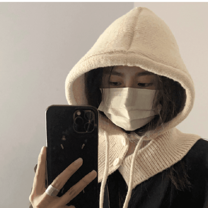 단추 바라클라바 골지 후드 모자 워머 머플러 5colors 파티용품