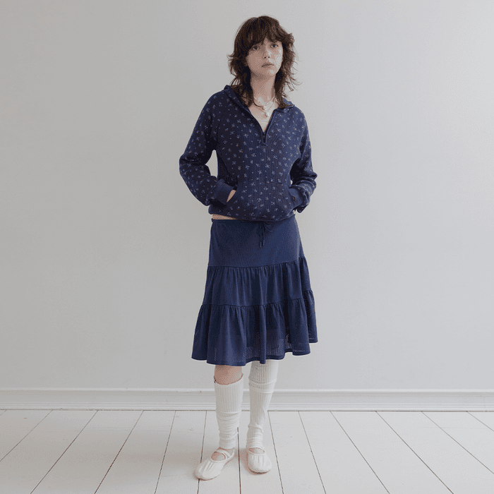 Mesh Tiered Skirt (Navy)