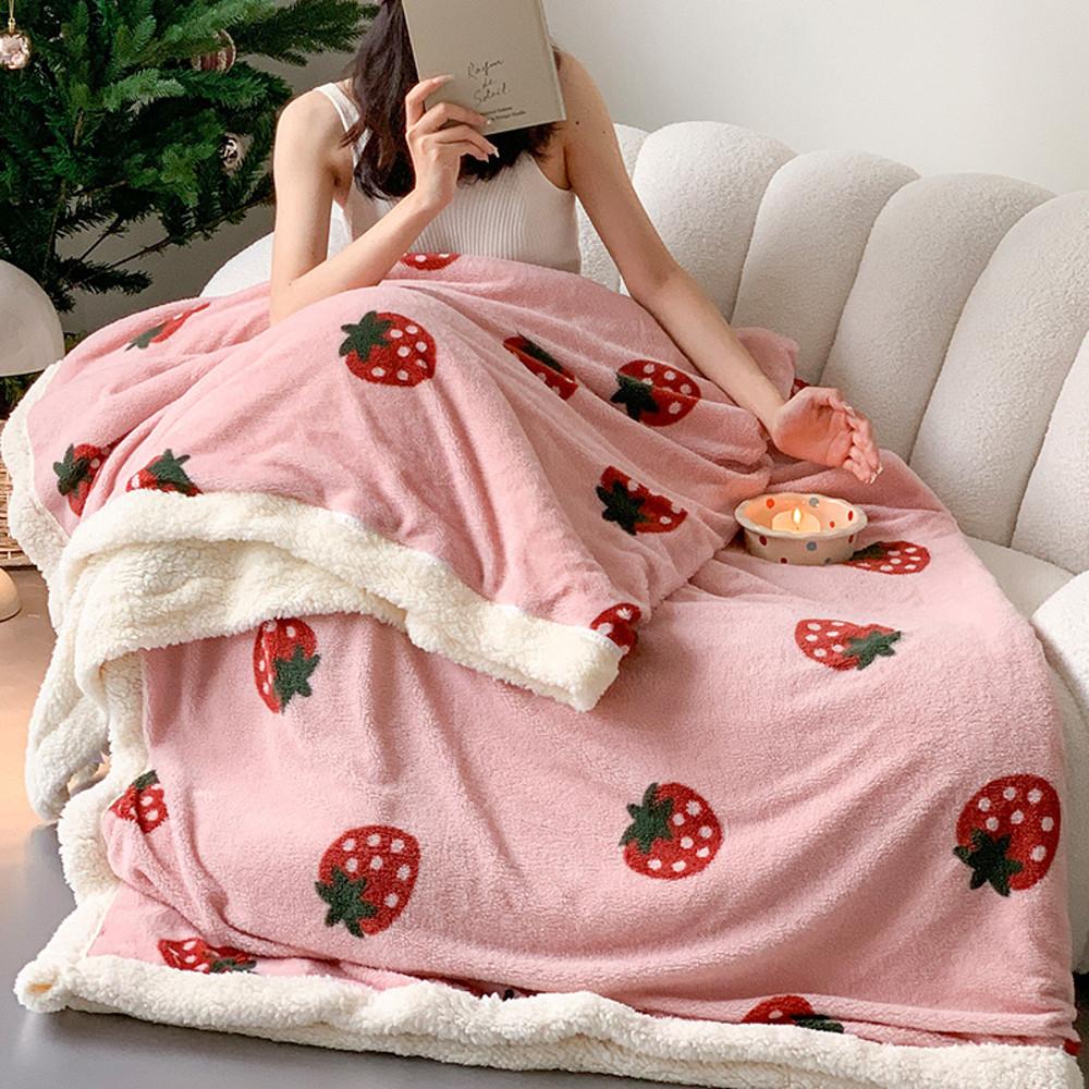 수심 Rosy Blanket (16 Type) 딸기 리본 극세사 담요 겨울 양털 이불