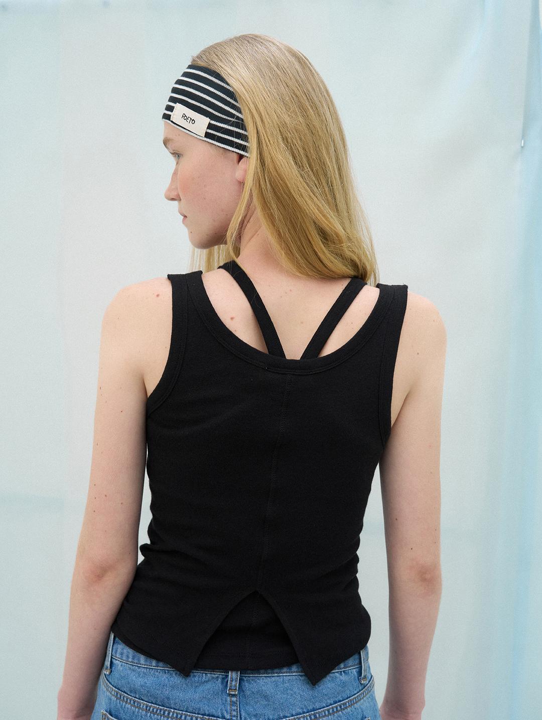 Take sleeveless set (halter + regular) - black