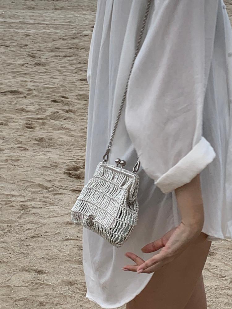 DIY 코바늘 실버 파우치백 뜨기 패키지 실버백 실버네트백 파우치 무공프레임 부자재 포함 쭈인뜨 키트 동영상 강의 포함 뜨개질