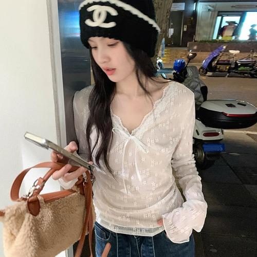 미즈민 [💗자체제작/봄버전/쾌적한 소재/비침없는 스킨톤 이너👍퀄보장/시스루 레이스/신축성 최고🎉🚛무배] 앤슬릿 레이스 티셔츠 s161388