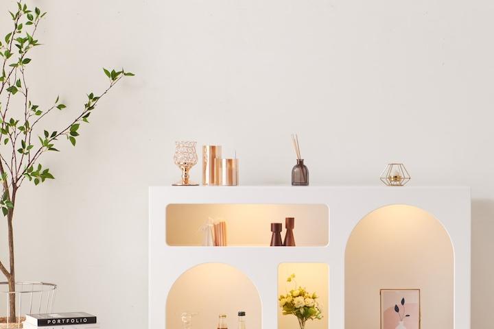 리프 비정형 수납장 디자인 인테리어 소품 진열장 화이트 1200 가로형