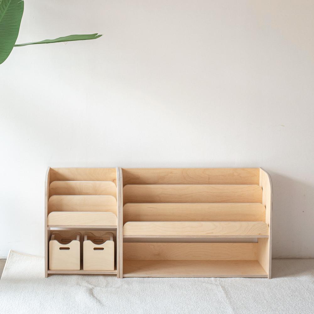 유아책장 라운드 2단 아기 전면 낮은 책장