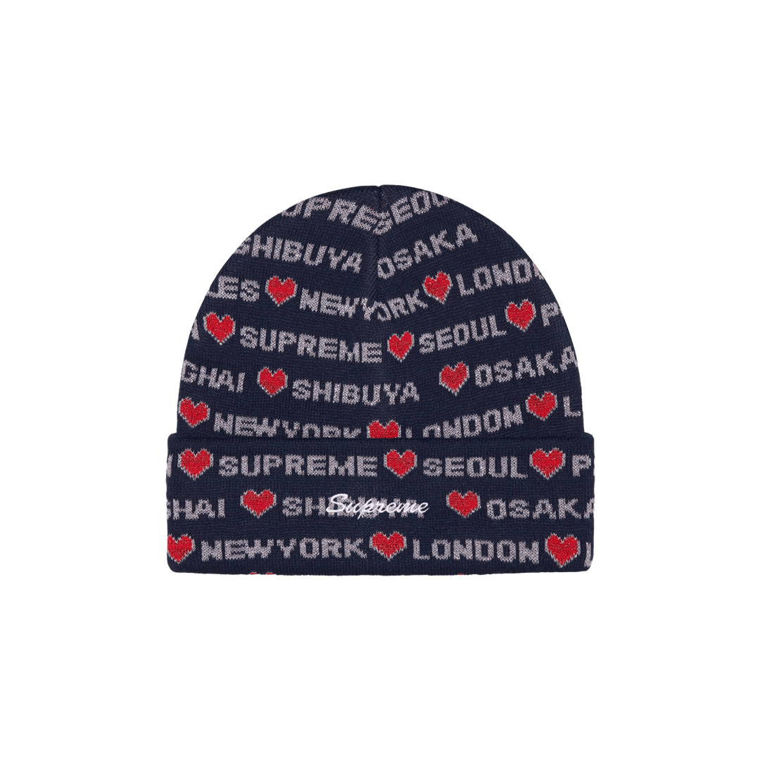 Supreme Hearts Beanie Navy - 24FW