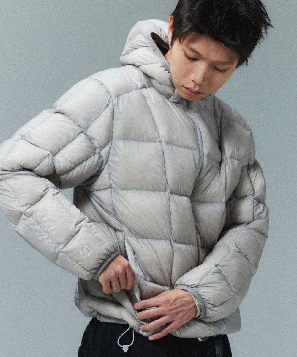스퀘어 퀼팅 다운 자켓_GREY