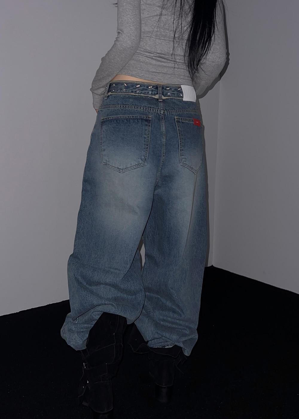 RECKLE EYELET WIDE DENIM PANTS / 리클 아일렛 데끼 와이드 데님 팬츠