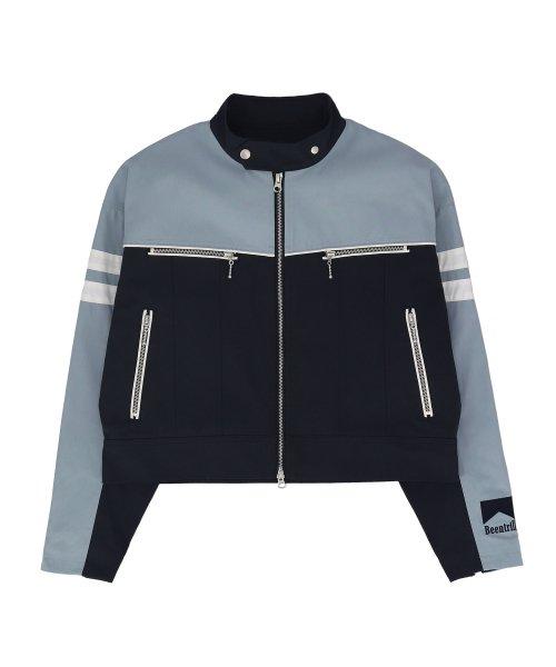 레이싱 컬러블럭 릴렉스핏 점퍼(다크 네이비)