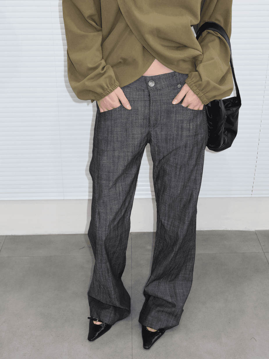 모드니치 CITY LAYER BOOTSCUT PT [BLACK] [슬림부츠컷/로우라이즈/절개디테일/포켓부츠컷]