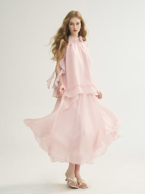 피치핑크 롱스커트