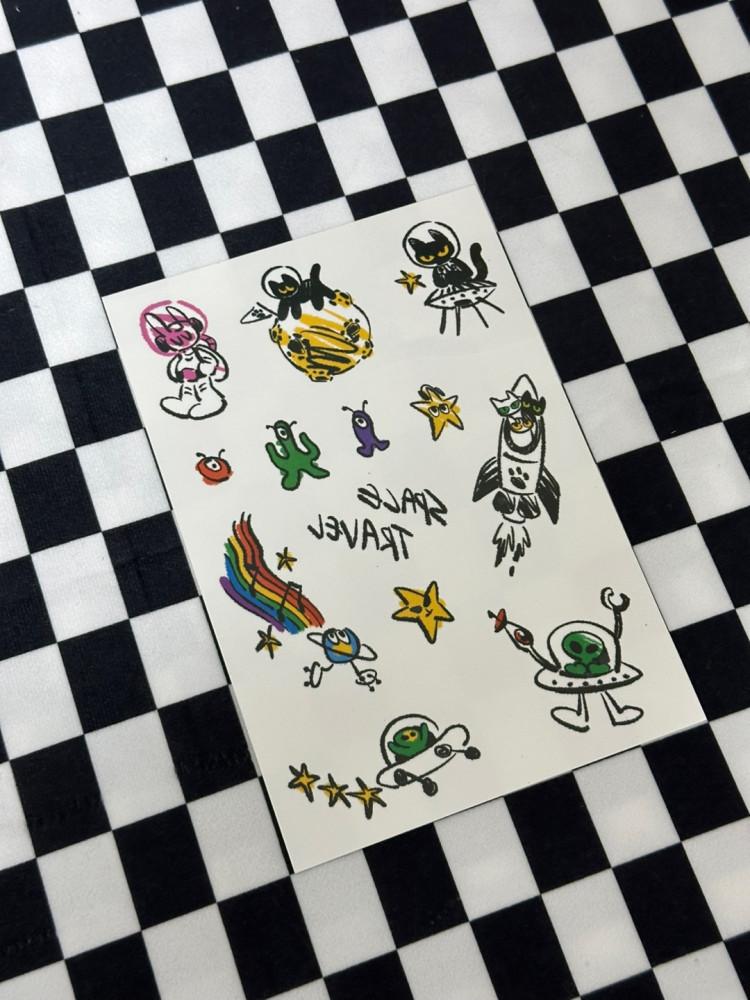 [GOMINK] 우주 스티커, 귀엽고 오래가는 인기아티스트 디자인 타투스티커!