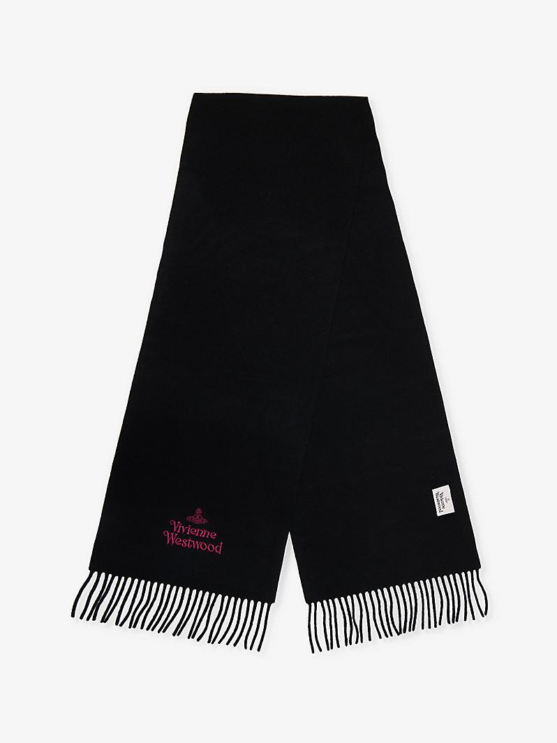 자수 프린지 울 스카프