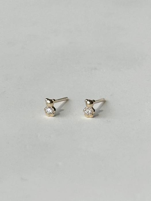 14k Tiny Bear Earrings Piercing