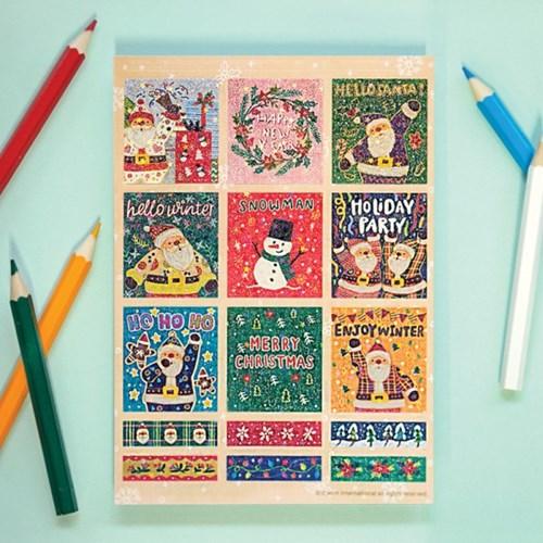 디원 크리스마스 산타 사각 스티커(YST04)