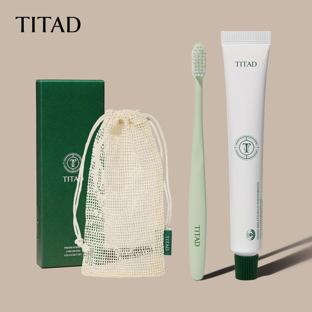 [외출 필수템] 티타드 휴대용 치약칫솔 세트 (면 파우치, 사무실, 여행용)
