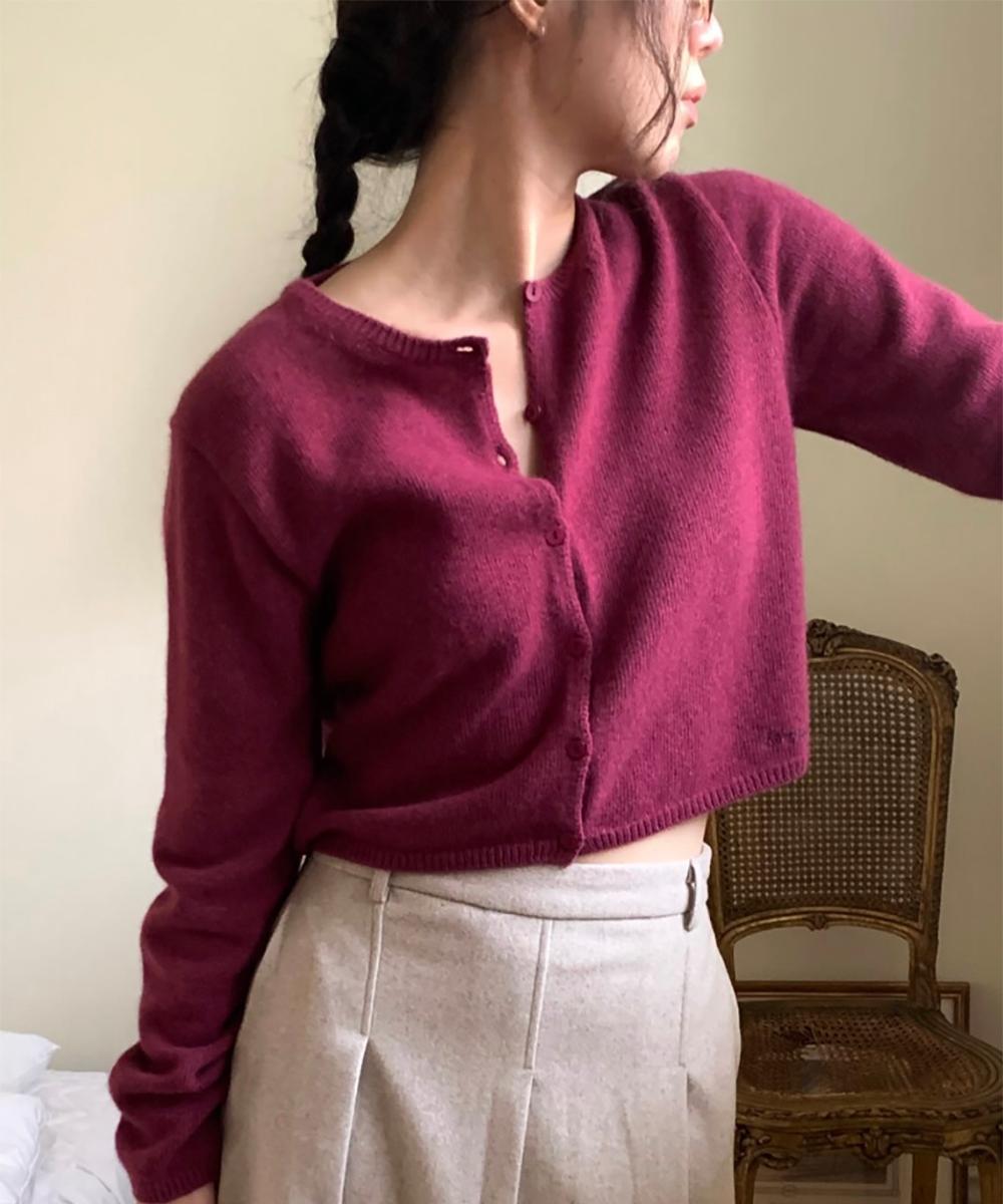 버나뎃 [당일 퍼플]드온도 카멜 울 로고 가디건 (4col) deondo