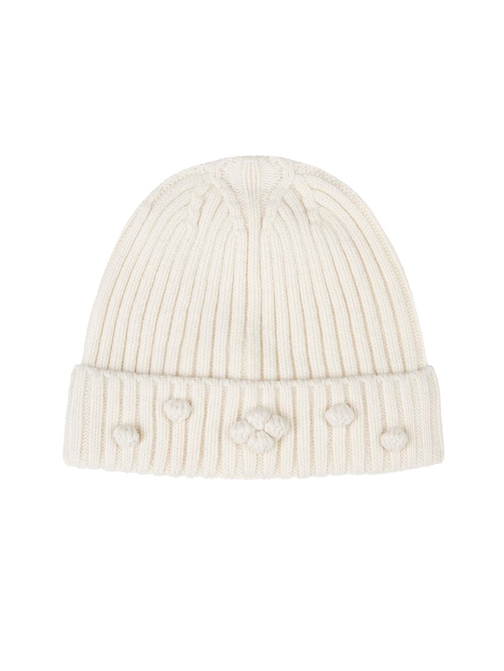 [09/17 예약 배송] POM POM RIBBED BEANIE [CREAM]