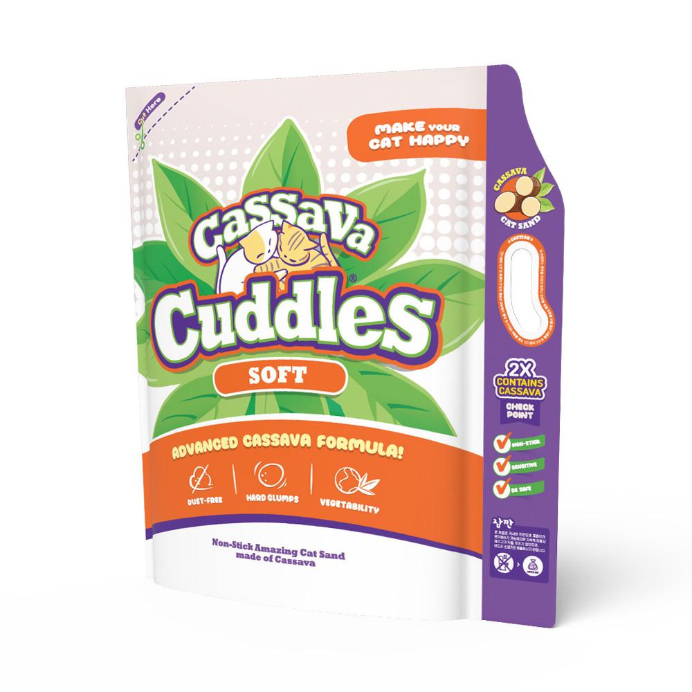 카사바 커들스 소프트 가는입자 6L 먼지 없는 카사바 고양이 모래
