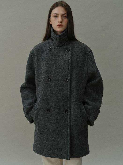 shetland wool overfit peacoat [Shetland wool] (melange grey)