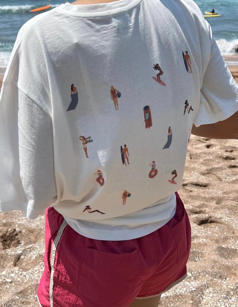 헌팅턴비치티 워싱티 빈티지 프린팅 휴가룩 비치룩 데일리 면 여성 반팔 티셔츠