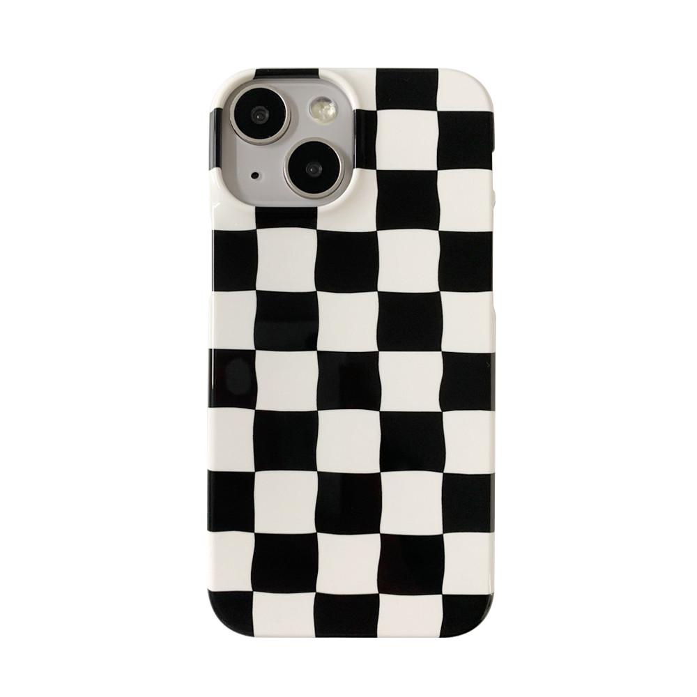 삐뚤빼뚤 체커보드 유광 하드케이스 아이폰 케이스