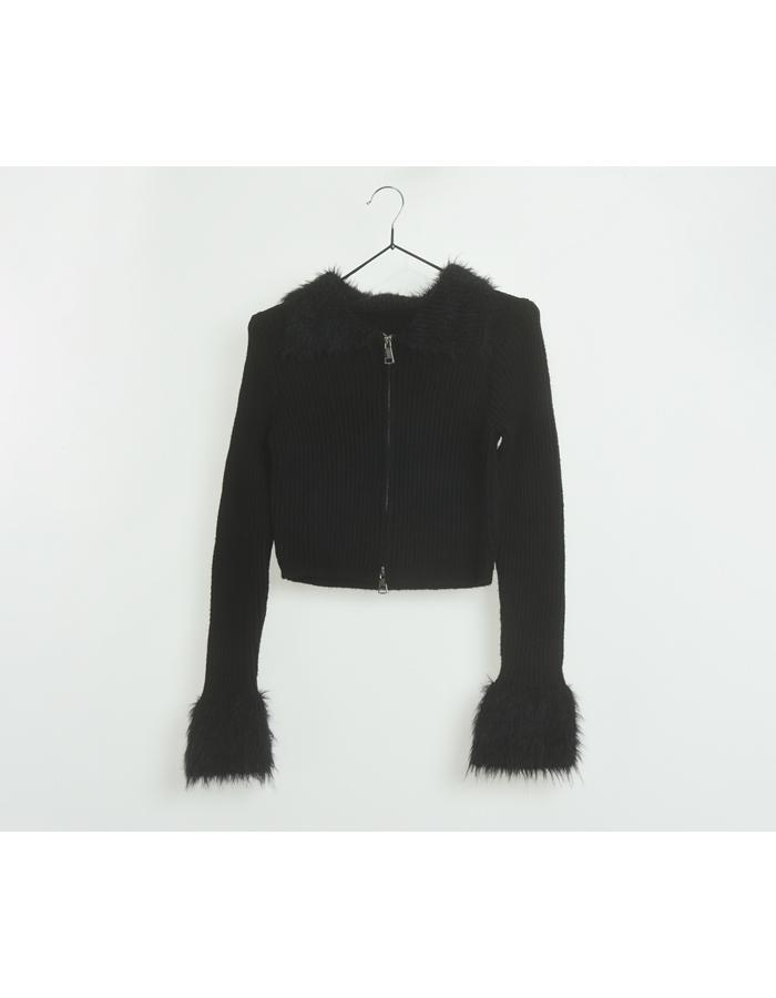 JPN 퍼 크롭 니트 집업 / WOMAN S