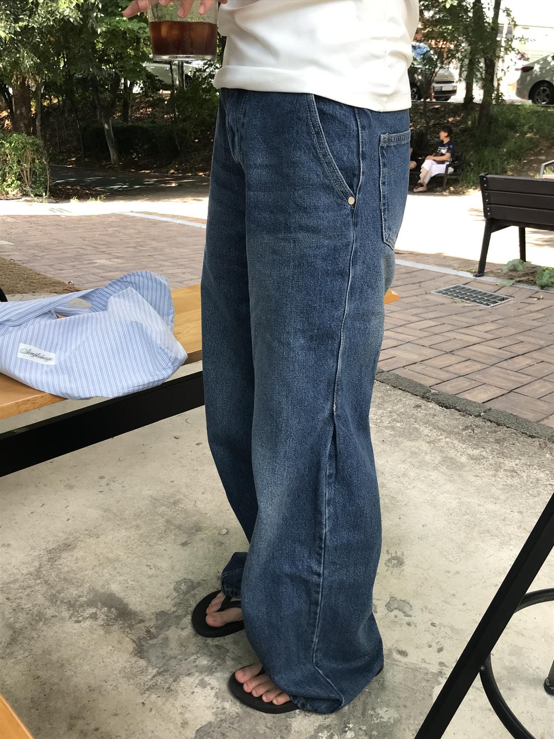 핀턱 데님 팬츠