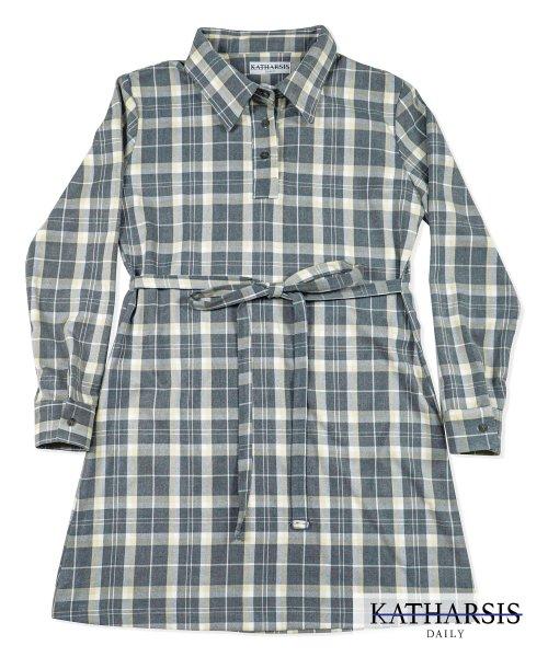 데일리 체크 미니원피스 그레이_FREE