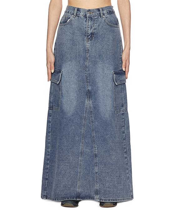 미우 데님 롱 스커트