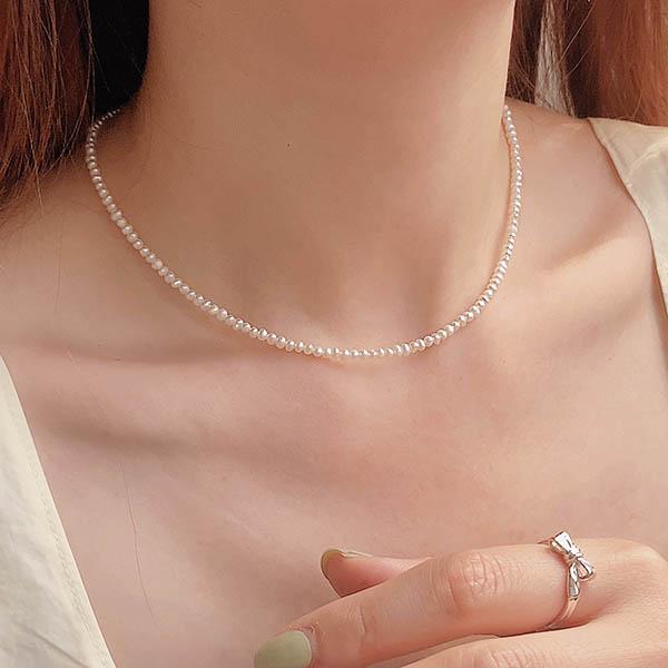 로스도스 [유튜버픽❤] 고퀄 초미니 담수 진주목걸이 비즈목걸이 petit pearl necklace