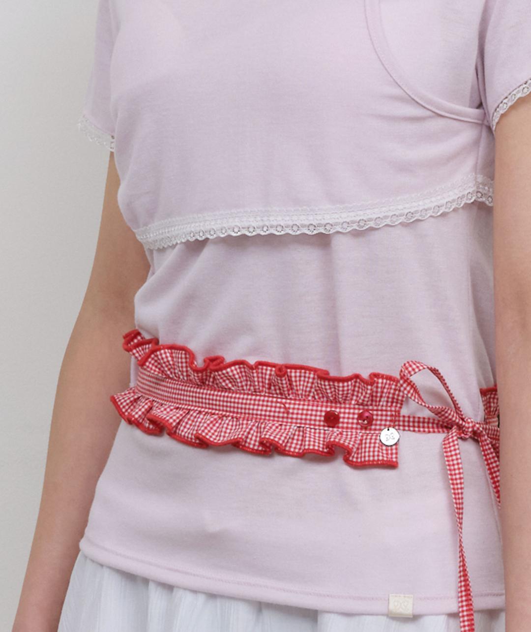 Ruffled Button Belt [Red]