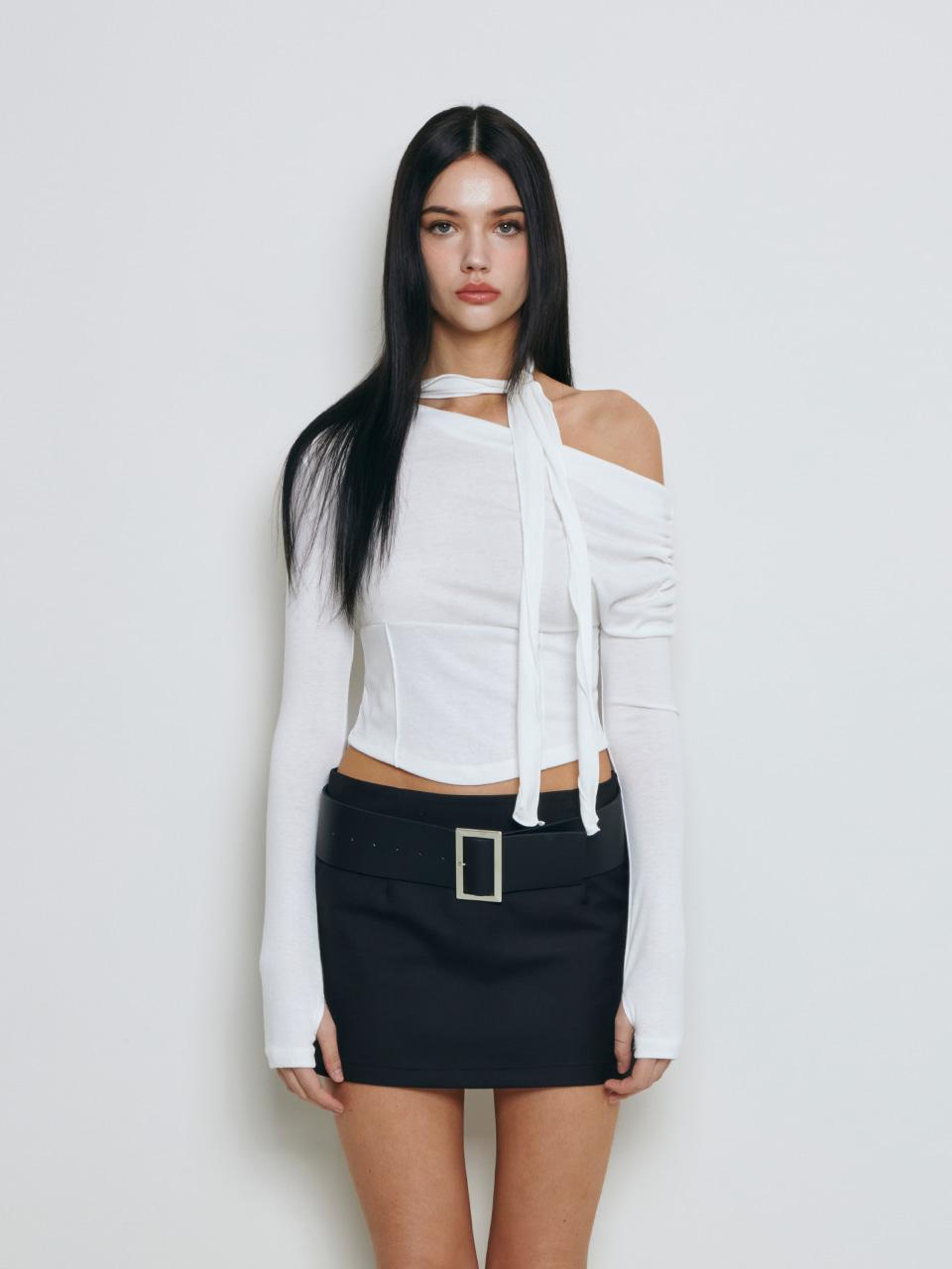 Shirring scarf tshirt (Ivory)
