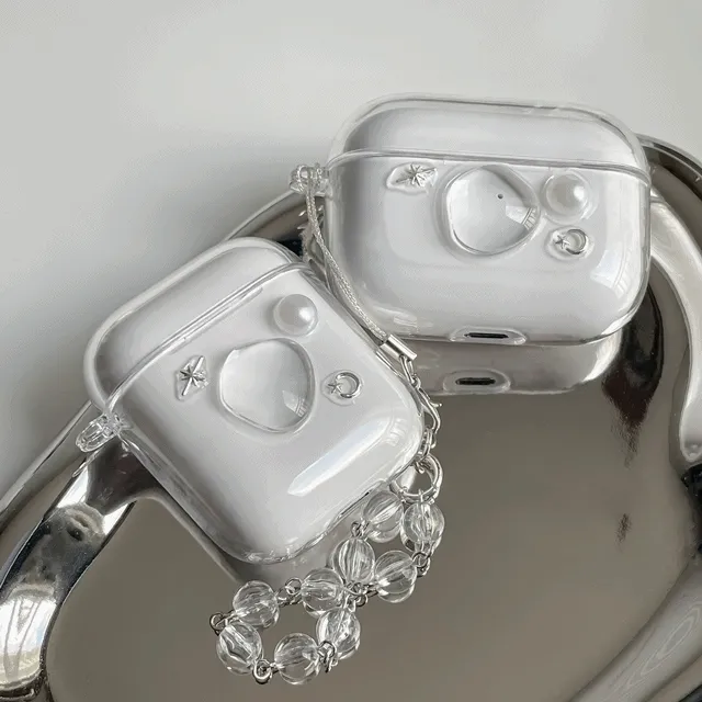 made]silver water drop 투명 레진 에어팟케이스 버즈케이스 키링