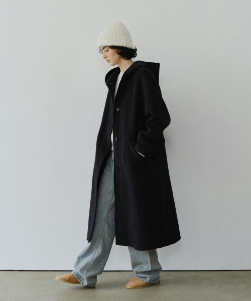 Hooded wool handmade coat